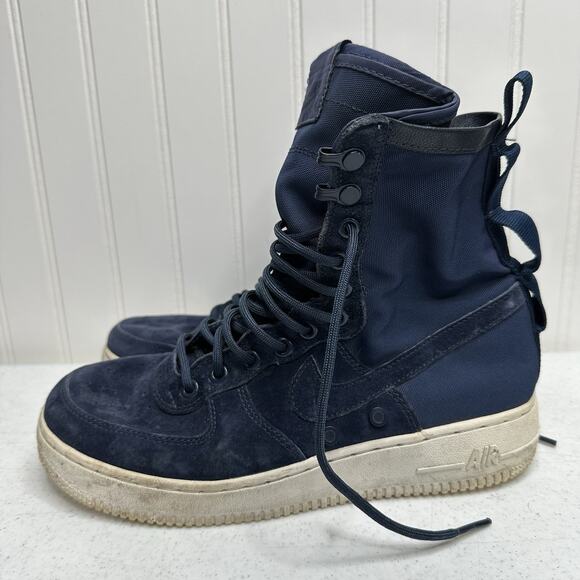 Nike SF Air Force 1 Womens 9 High Midnight Navy Suede Shoes 857872-401 No Straps - Picture 4 of 8